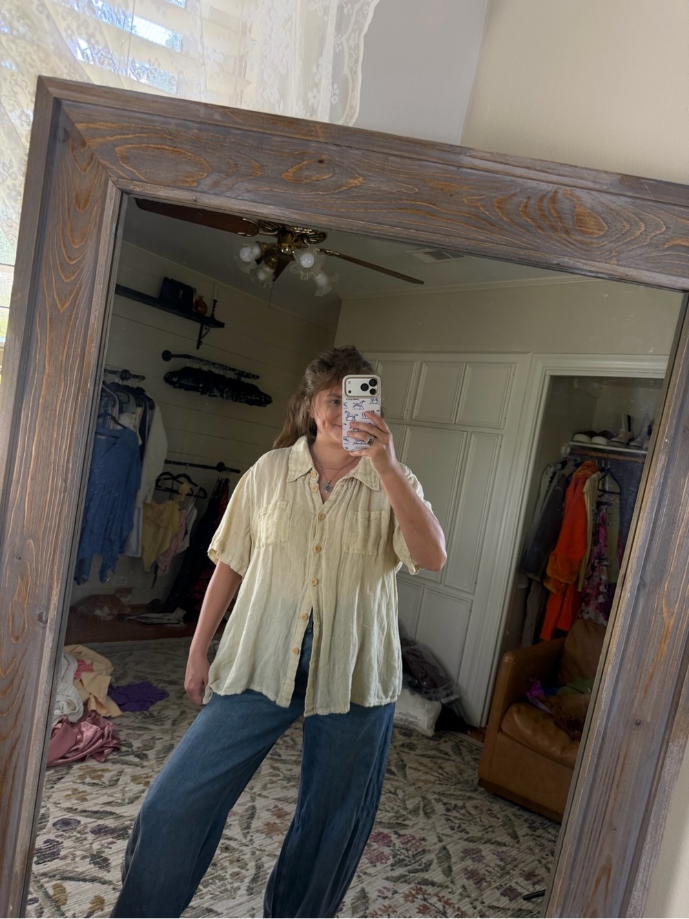 Flax linen button up top